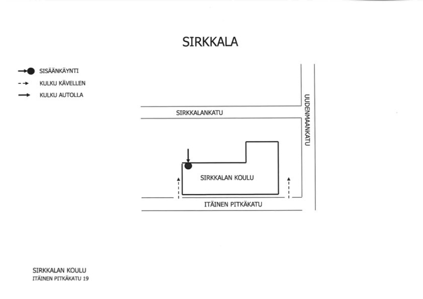 Kulku Sirkkalan liikuntasaliin / Hitta fram till Sirkkala gymanstiksal