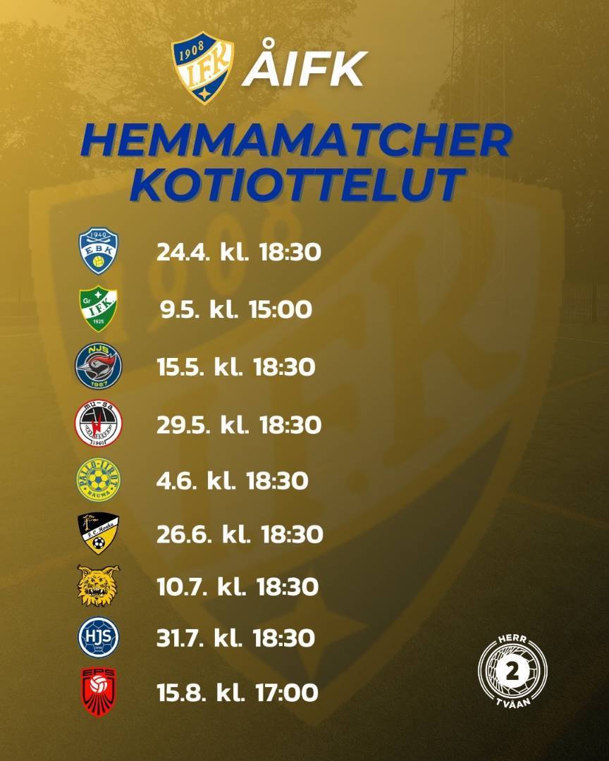Miesten Kakkosen otteluohjelma - osta kausikorttisi! / Herrtvåans matchprogram - skaffa säsongkort!