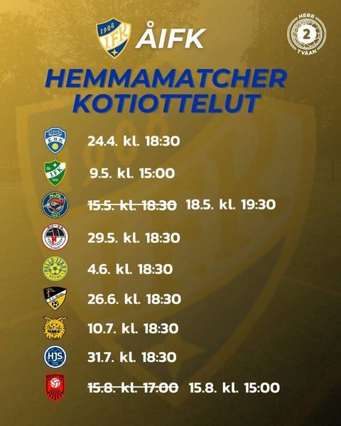 Miesten Kakkosen otteluohjelma - osta kausikorttisi! / Herrtvåans matchprogram - skaffa säsongkort!