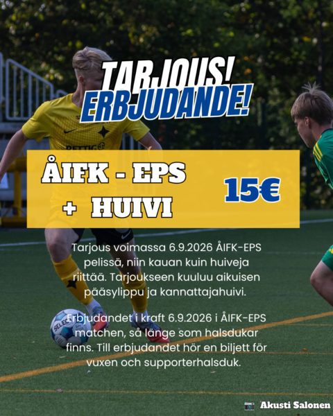 Supererbjudande på nästa hemmamatch 6.9! / Huikea tarjous seuraavassa kotipelissä 6.9!