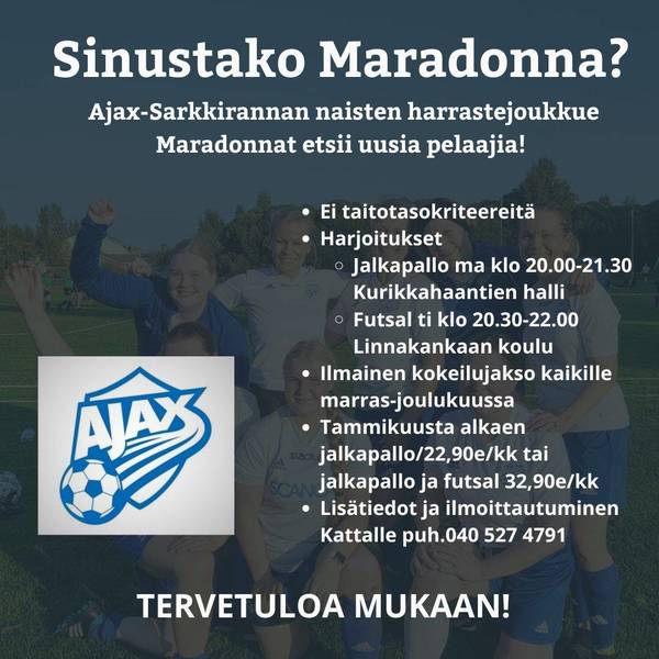 Naisten harrastejoukkue Maradonnat etsii uusia pelaajia