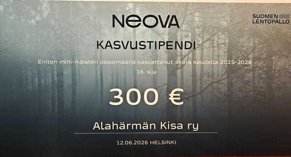 Alahärmän Kisa palkittiin kasvustipendillä Power Cupissa
