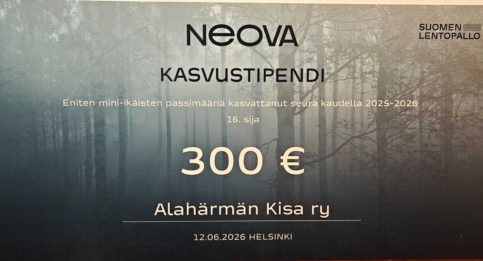 Alahärmän Kisa palkittiin kasvustipendillä Power Cupissa