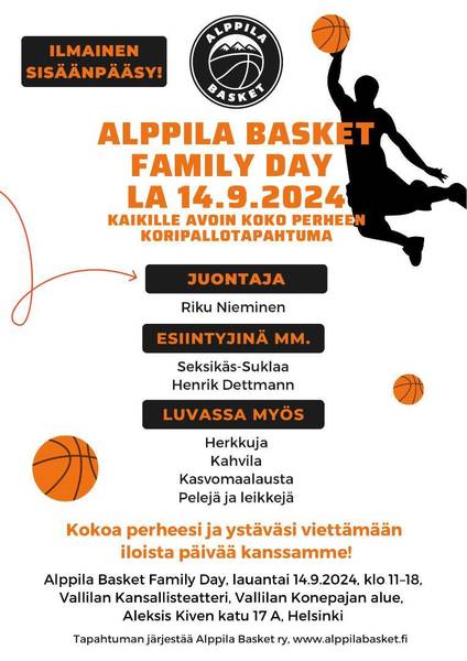 14.9. Alppila Basket Family Day, koko perheen koripallotapahtuma!