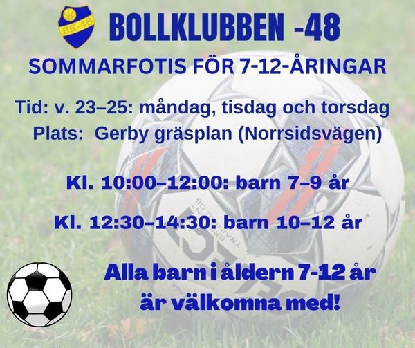 Sommarfotboll för 7-12-åringar i juni 2023