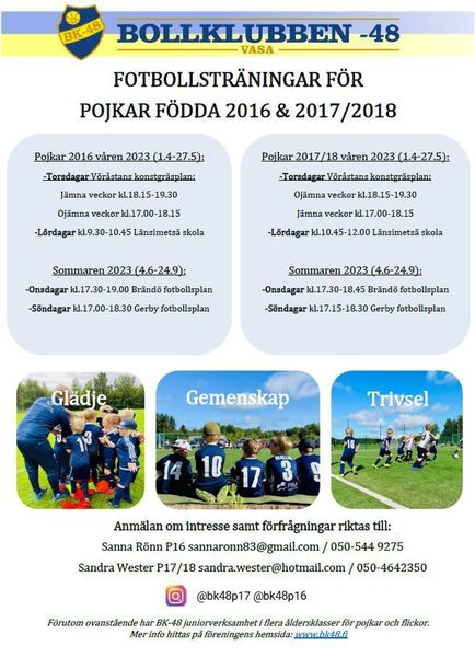 Fotbollsträningar för pojkar födda 2016 och 2017/18