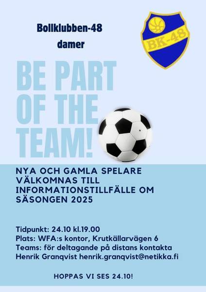 Be part of the team - Informationstillfälle om säsongen 2025