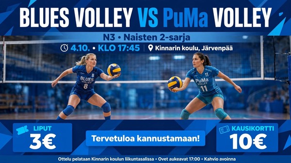 Kausi käyntiin kotona PuMa Volleyta vastaan - Blues Volley 2-sarjaan 💙🏐
