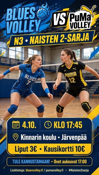 Kausi käyntiin kotona PuMa Volleyta vastaan - Blues Volley 2-sarjaan 💙🏐