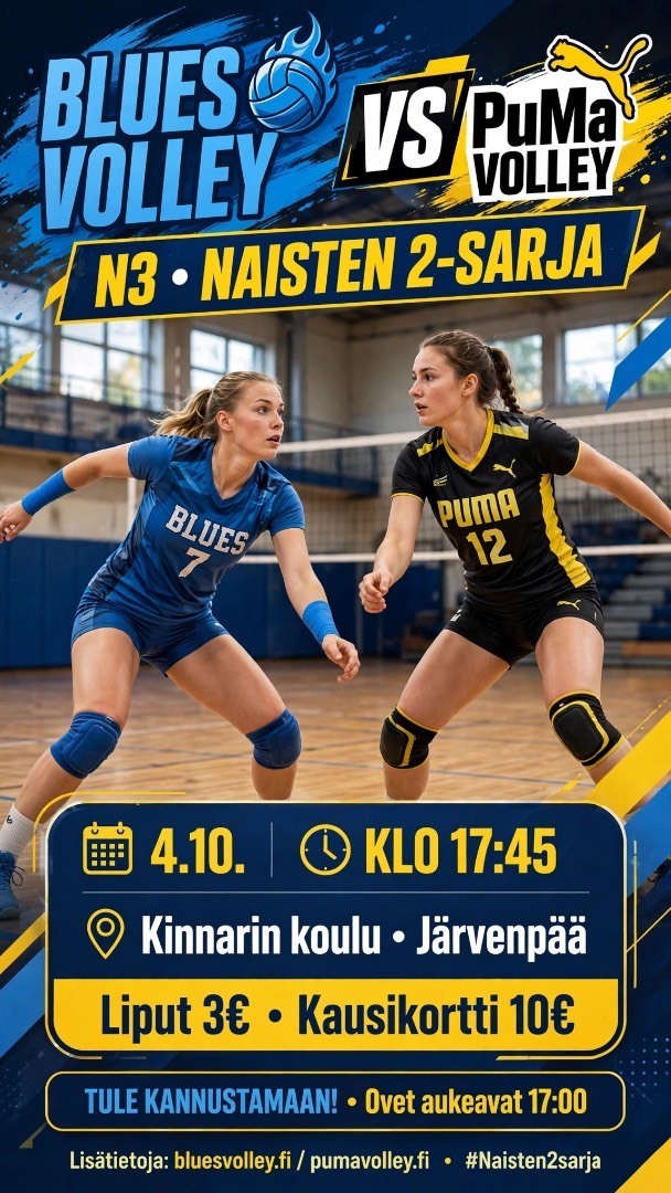 Kausi käyntiin kotona PuMa Volleyta vastaan - Blues Volley 2-sarjaan 💙🏐