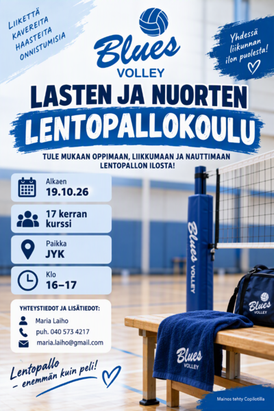 Lasten ja nuorten lentopallokoulu alkaa 19.10!