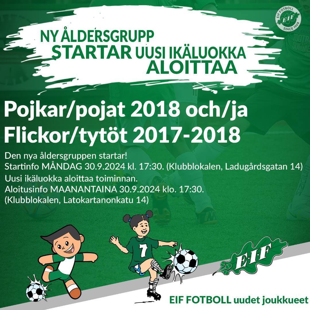 Den nya åldersgruppen startar flickor 2017-2018 - Uusi ikäluokkajoukkue aloittaa tytöt 2017-2018