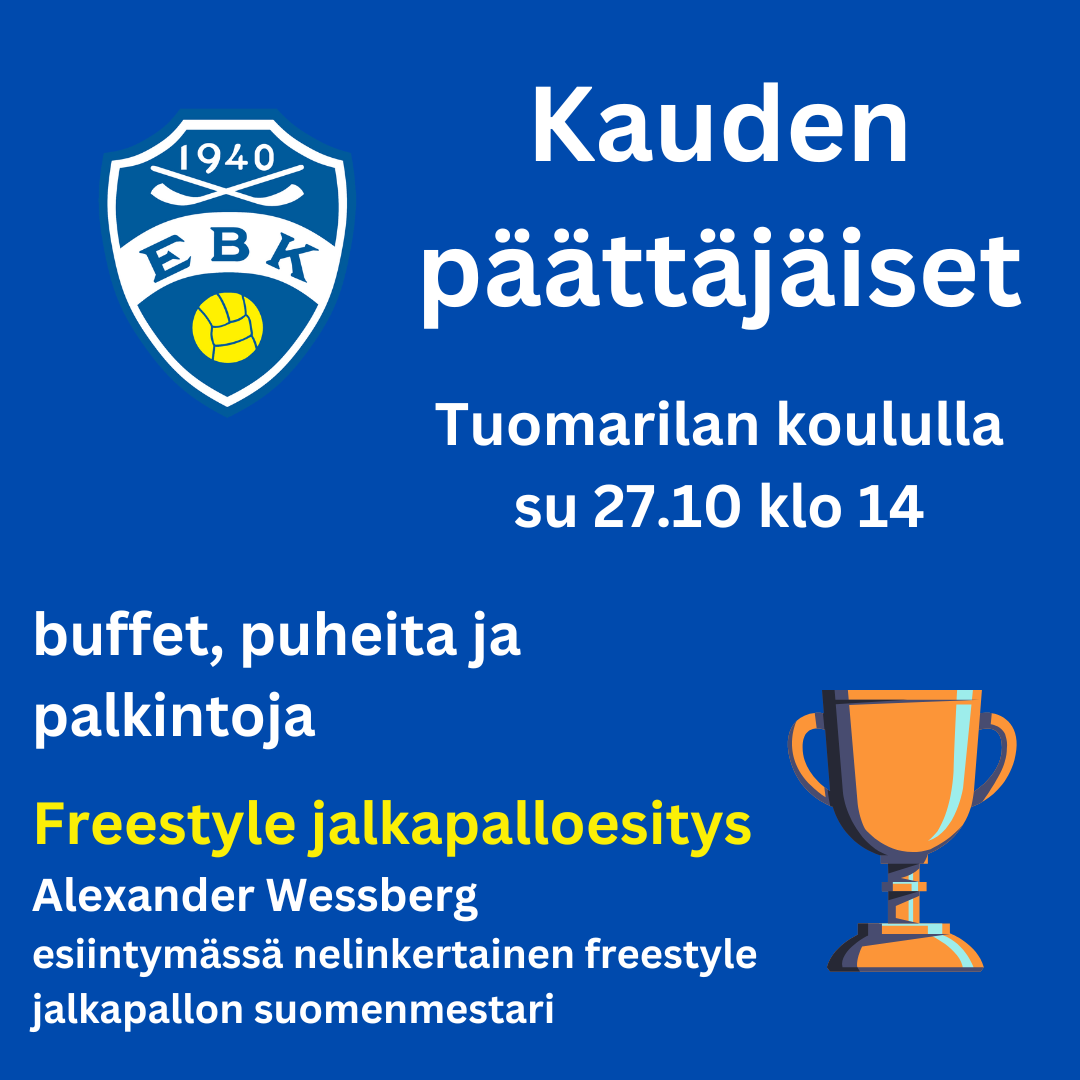 EBK jalkapallokauden päättäjäiset su 27.10