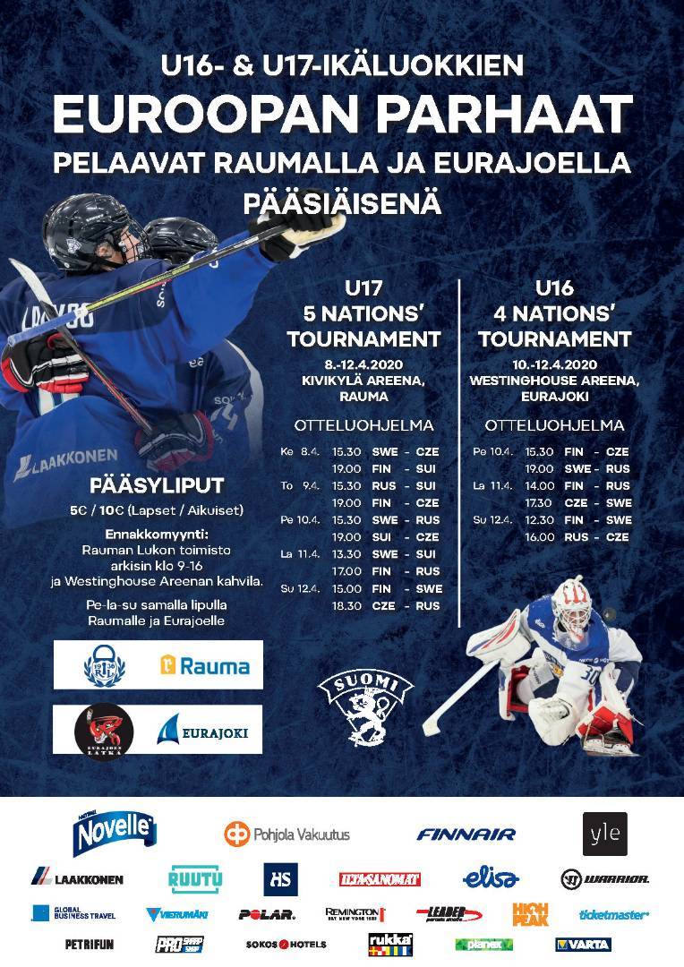 U16 neljän maan turnaus Eurajoella 10.-12.4.2020