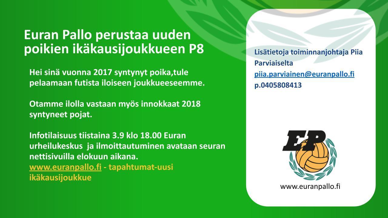 Ilmoittautuminen P8 (2017) joukkueeseen on avattu.