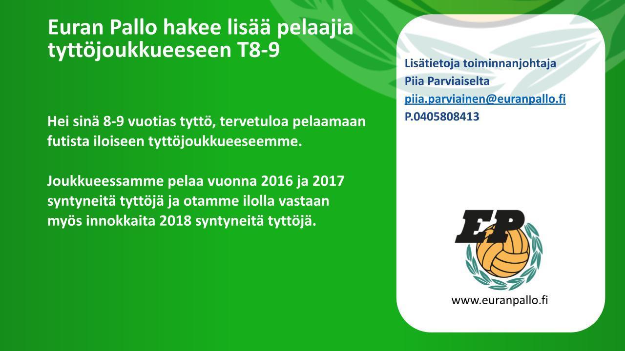 Tyttöjoukkueemme T8-9 etsii uusia pelaajia !