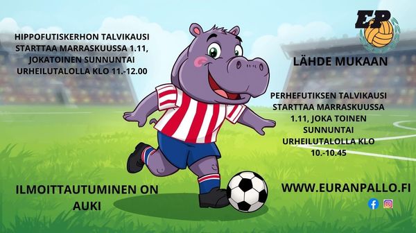 HippoFutiskerhon ja PerheFutiksen talvikausi starttaa marraskuussa!!