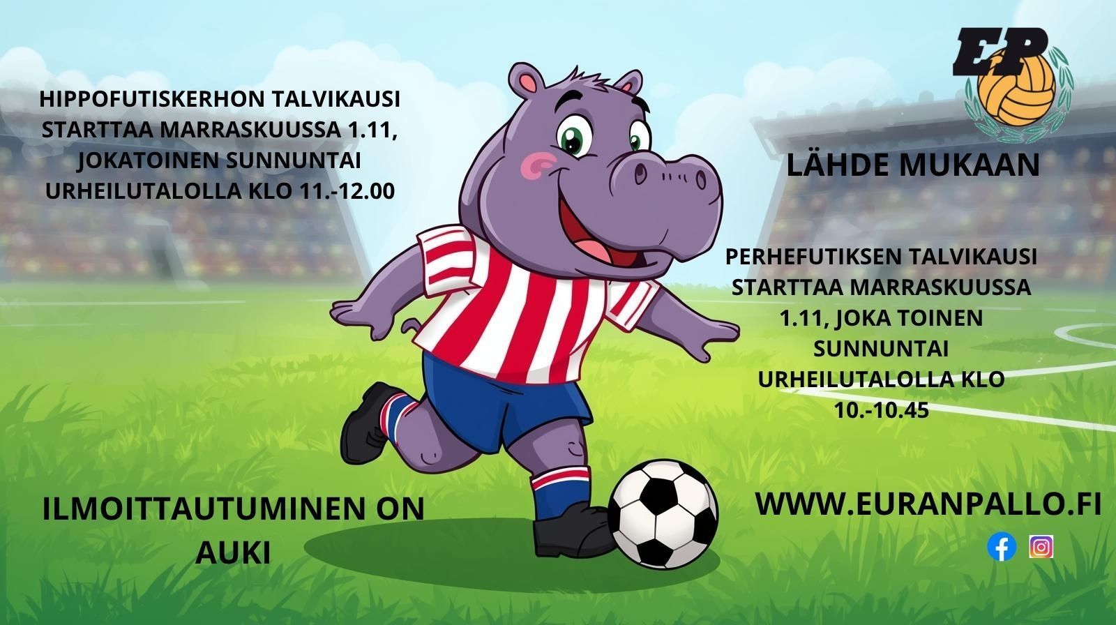 HippoFutiskerhon ja PerheFutiksen talvikausi starttaa marraskuussa!!
