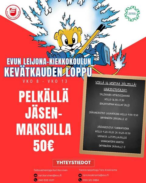 Leijona-kiekkokoulun kevätkauden loppuun mukaan pelkällä jäsenmaksulla!