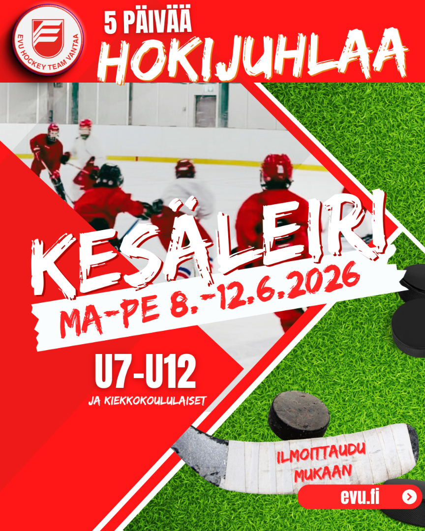 Kesäleiri 8.-12.6.2026 U7-U12 ikäluokalle sekä kiekkokoululaisille