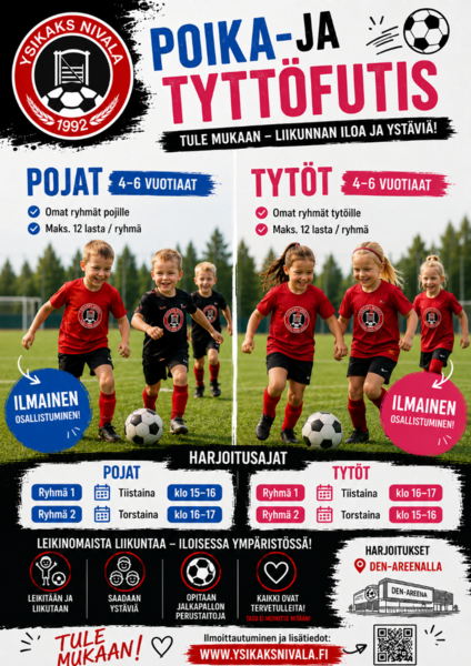 Tyttö- ja poikafutis alkaa kesäkuussa 4-6vuotiaille