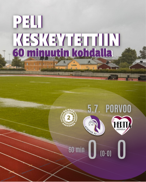 Athene FC:n ja FC Hertan välinen ottelu keskeytettiin vesimassan ja ukkosen vuoksi