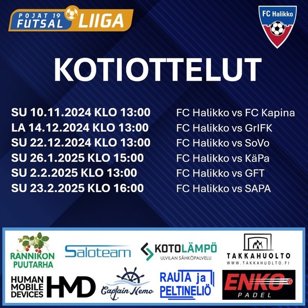 FUTSAL P19 - SARJAN KOTIOTTELUT