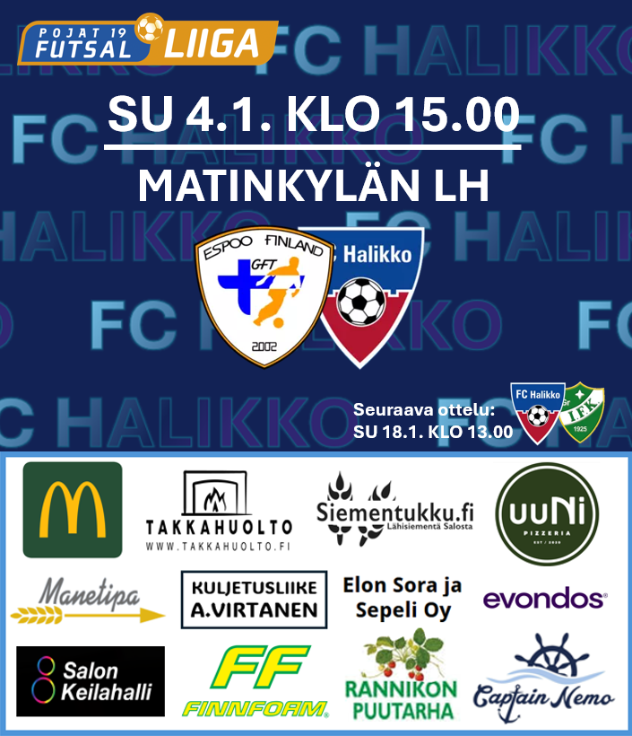 FUTSAL P19 - TAMMIKUUN AVAUSPELI GFT:TÄ VASTAAN MATINKYLÄSSÄ