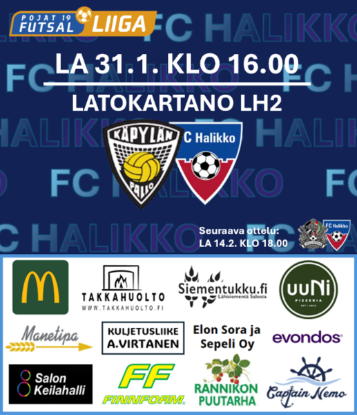 FUTSAL P19 - TIUKKA PELI LUVASSA LAUANTAINA LATOKARTANON LIIKUNTAHALLISSA