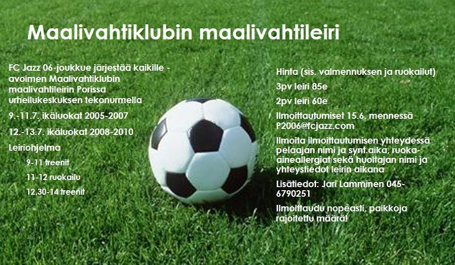 Maalivahtiklubin valmennusleiri 9.-13.7.2018