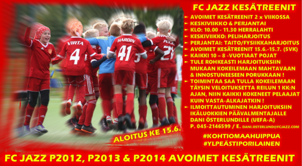 FC Jazz 2012-, 2013 ja- 2014-syntyneiden poikien avoimet kesätreenit!