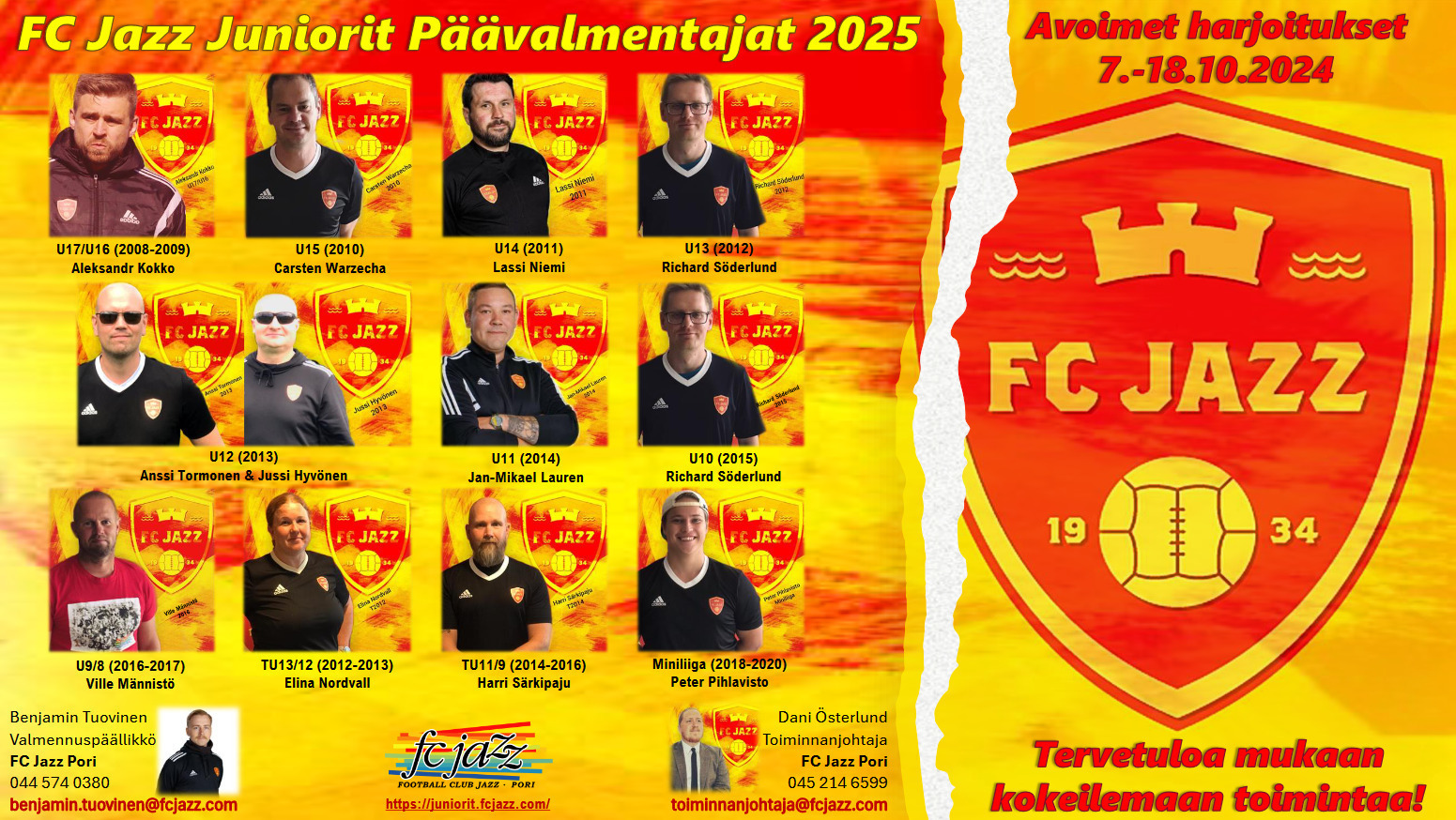 FC Jazzin päävalmentajat vuodelle 2025 tiedossa ja avoimet harjoitukset lähtevät käyntiin!