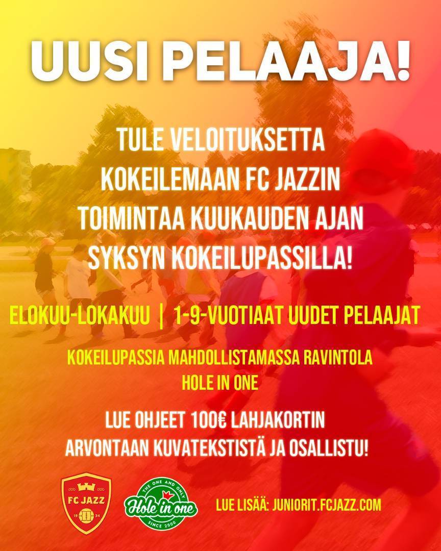 FC Jazz ja ravintola Hole In One mahdollistavat ilmaisen matalan kynnyksen Kokeilupassin syksylle