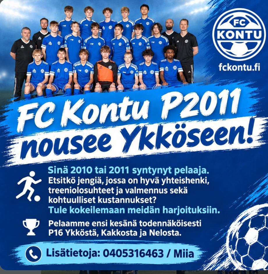 FC Kontu P11 nousee Ykköseen