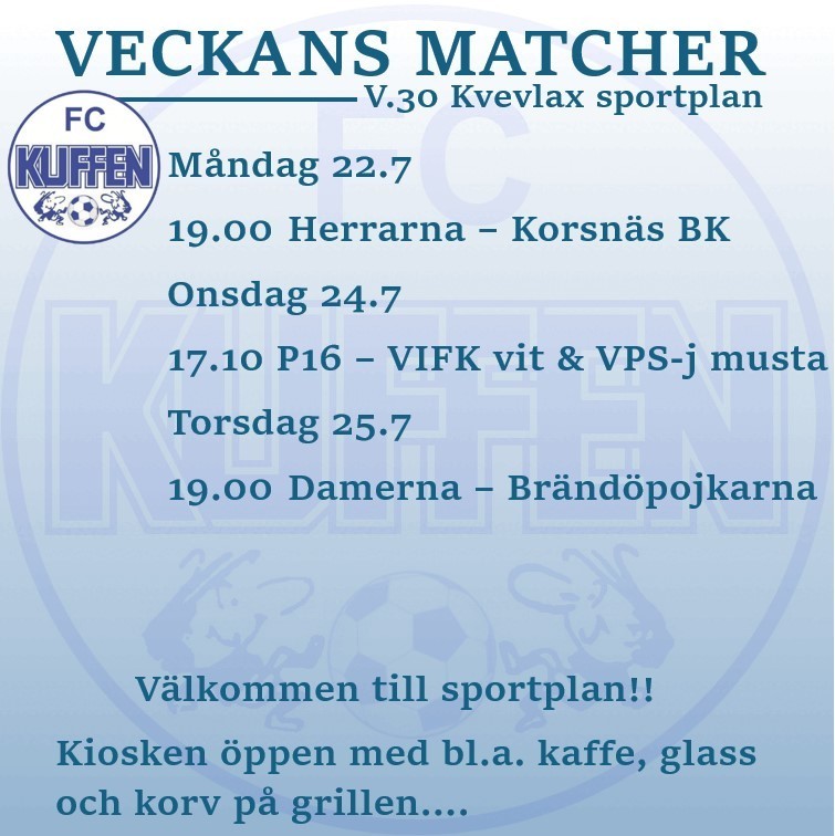 Veckans hemmamatcher