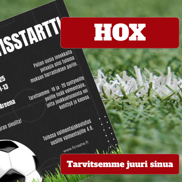 Futisstartti ArinaArenalla: uusia valmentajia tarvitaan