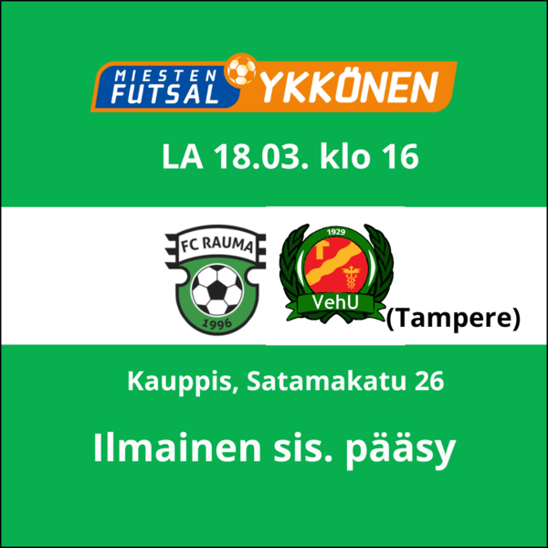 Miesten futsal edustusjoukkueen kauden viimeinen ottelu, ilmainen sisäänpääsy.