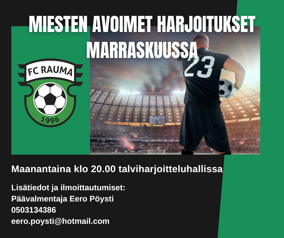 FC Rauma järjestää marraskuussa avoimet harjoitukset miehille