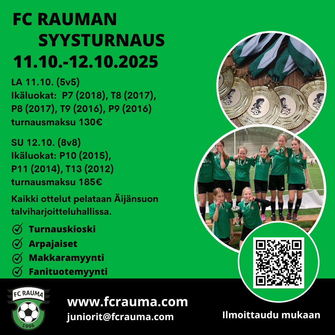 FC Rauman syysturnaus lähestyy – vielä ehdit ilmoittautua mukaan!