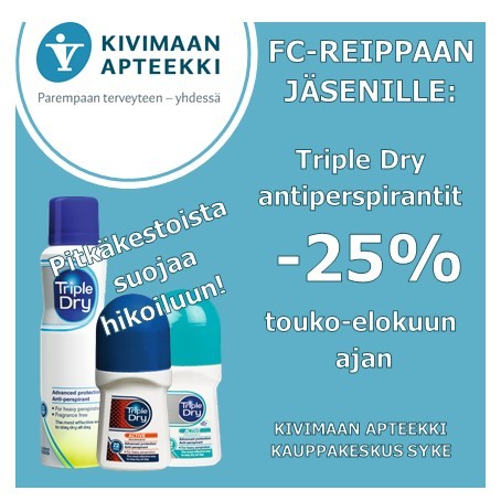 Kivimaan Apteekista Triple Dry-tuotteet -25%