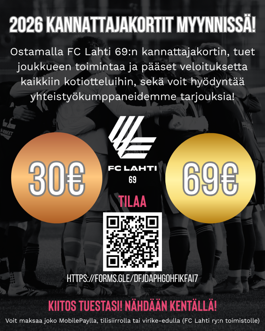 Kannattajakortit kaudelle 2026 nyt myynnissä!