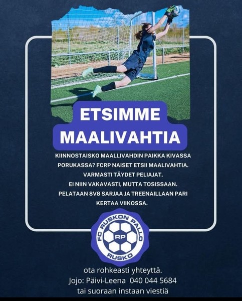 Joukkueemme etsii maalivahtia! 
