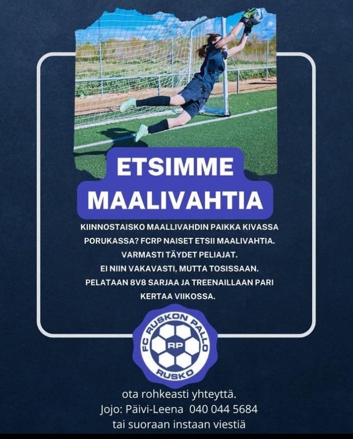 Joukkueemme etsii maalivahtia! 