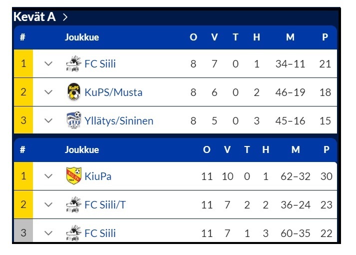 T12 menestystä kevään sarjoista