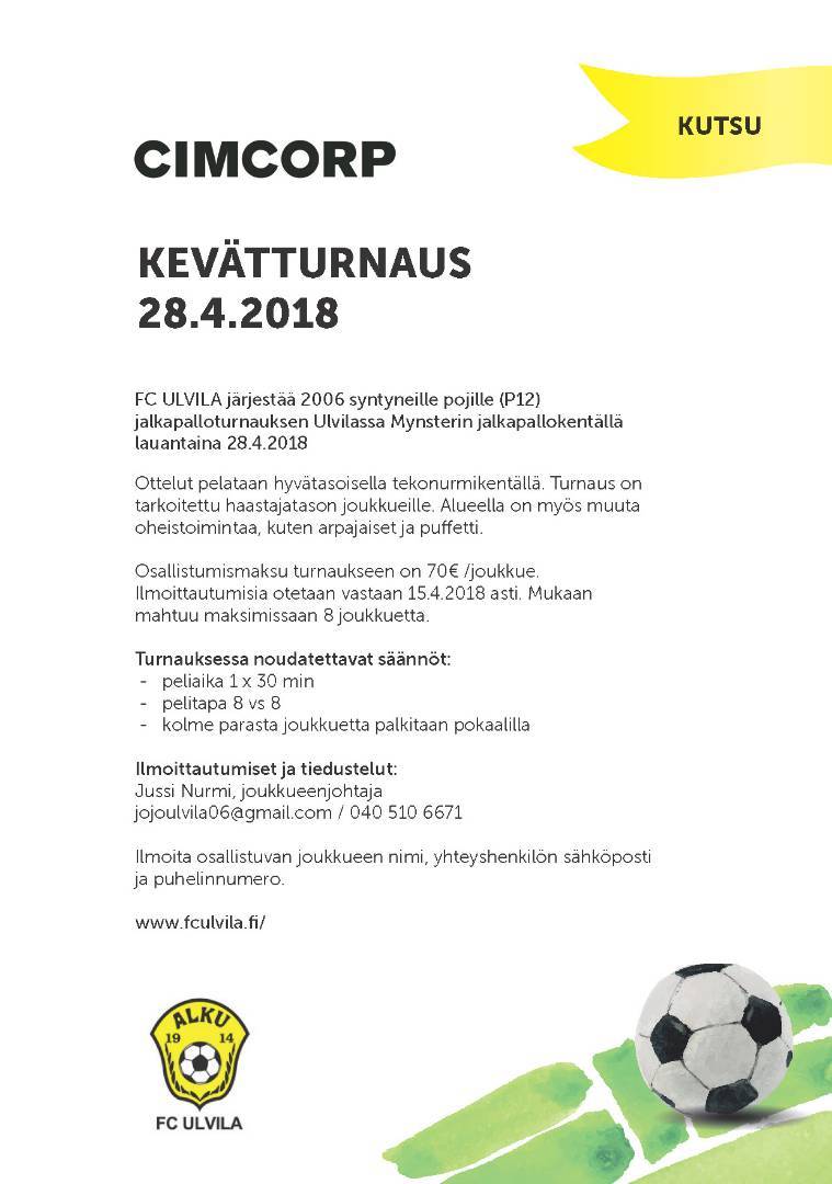 CIMCORP KEVÄTTURNAUS 28.4.2018