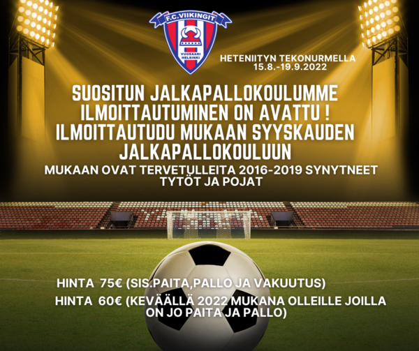 Ilmoittaudu mukaan FC Viikinkien syksyn jalkapallokouluun!