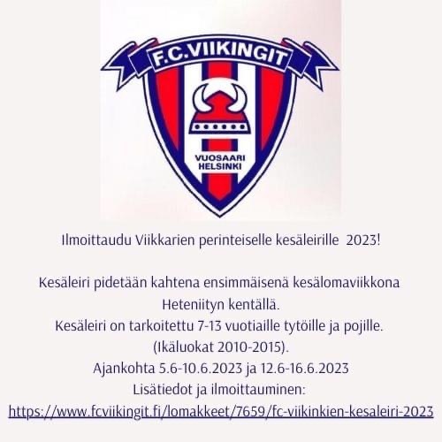 Ilmoittaudu mukaan FC Viikinkien perinteiselle kesäleirille 5-16.6.2023!