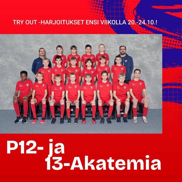 Try out -harjoitusten aikataulut 2012 ja 2013 syntyneiden Akatemia-joukkueisiin pyrkiville julkaistu