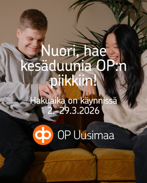 Kesätyötä tarjolla 15-17 -vuotiaille nuorille OP:n tuella
