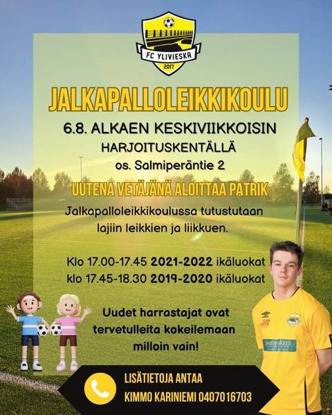 Jalkapalloleikkikoulu keskiviikkoisin harjoituskentällä